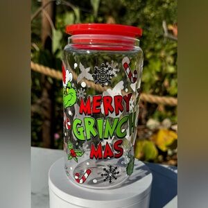 Merry Grinchmas Libbey can glass tumbler 16oz